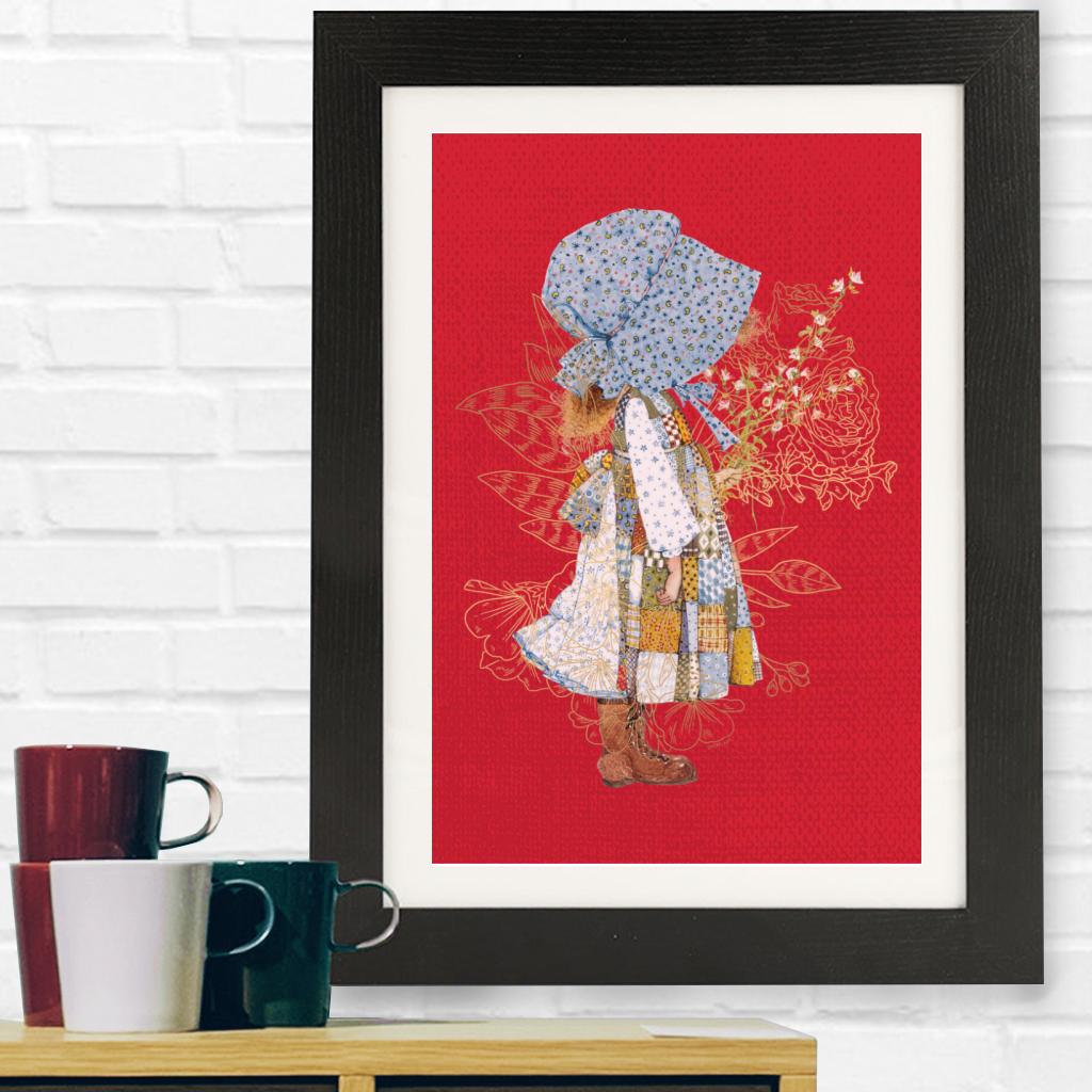 Holly-Hobbie-Classic-Hat-And-Flowers-Framed-Print