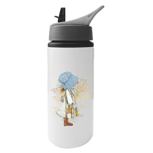 Holly-Hobbie-Classic-Hat-And-Flowers-Aluminium-Water-Bottle-With-Straw-