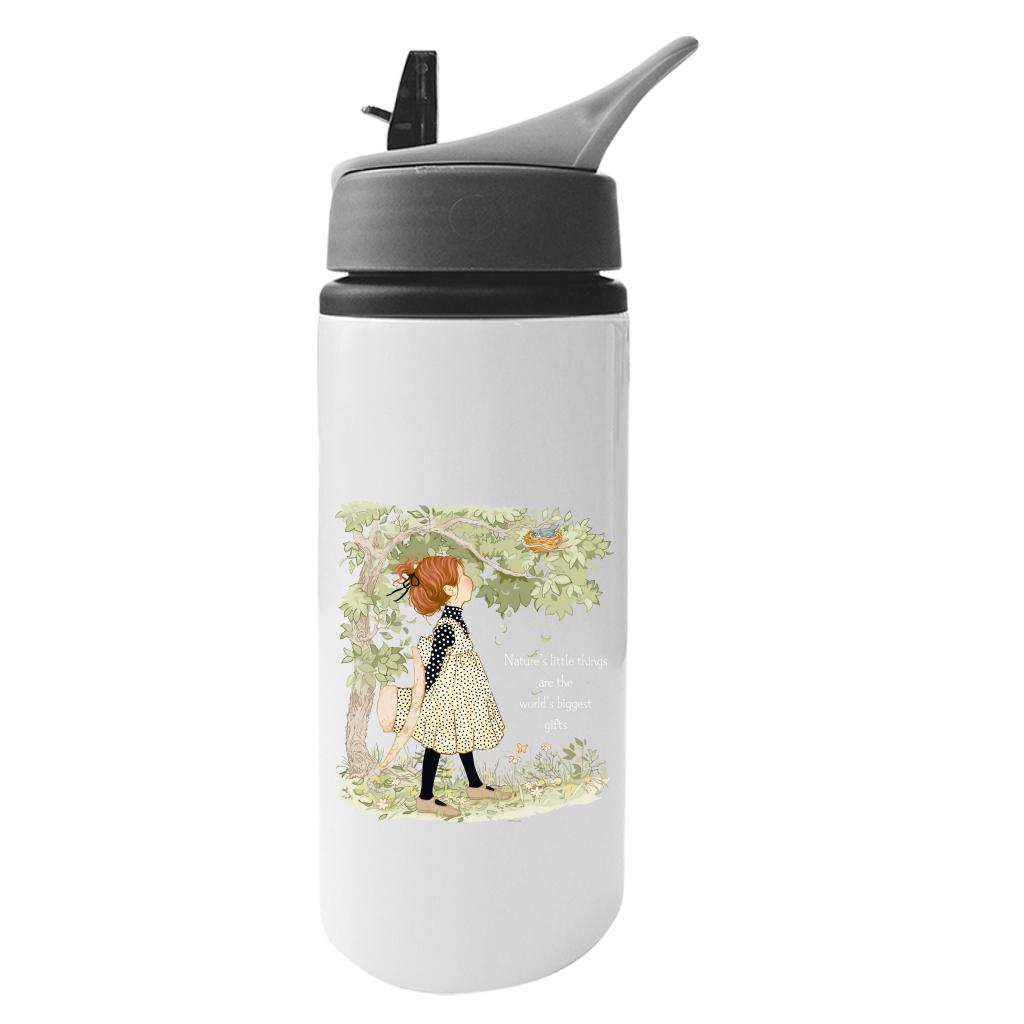 Holly-Hobbie-Classic-Natures-Little-Things-Light-Text-Aluminium-Water-Bottle-With-Straw-