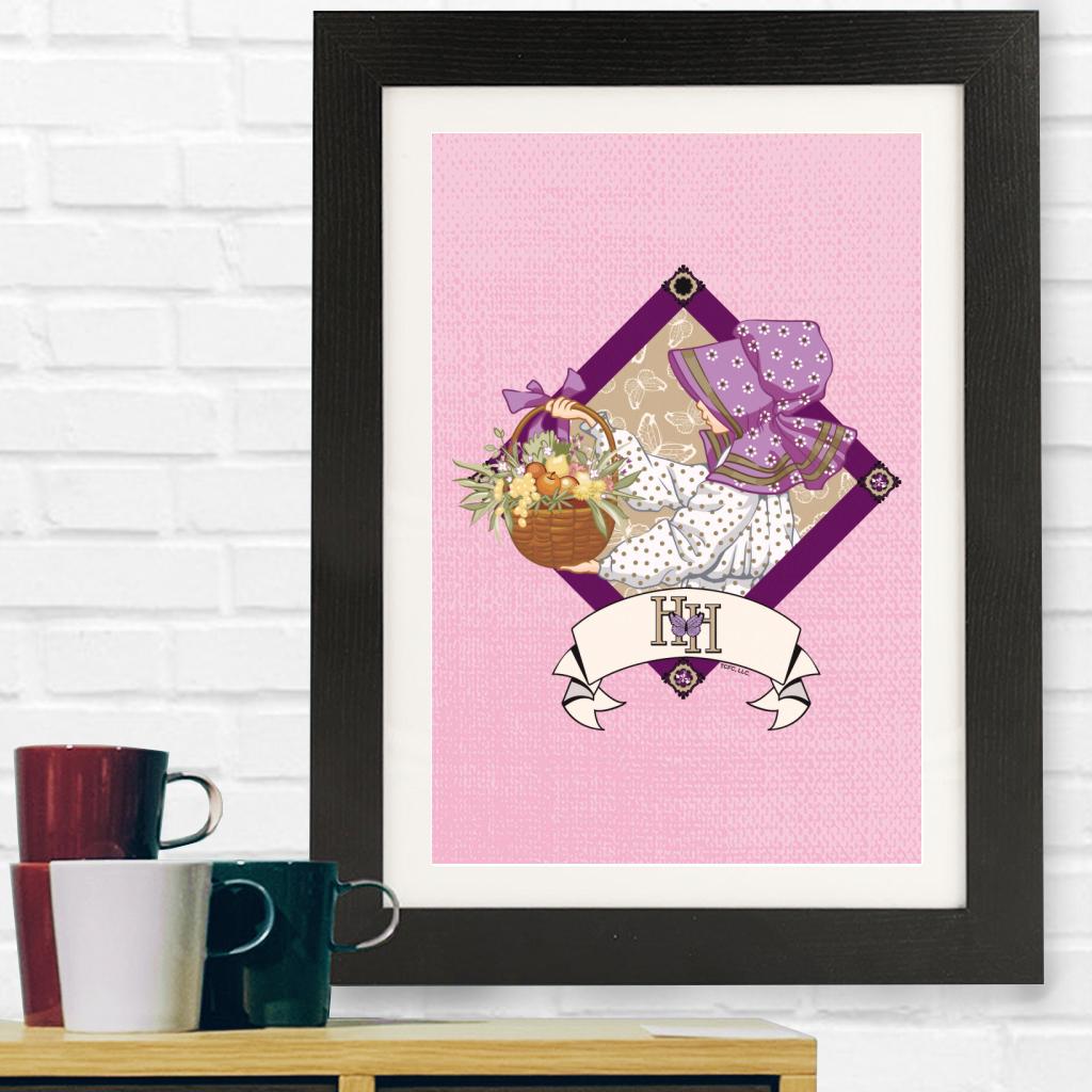 Holly-Hobbie-Classic-With-A-Basket-Of-Fruit-And-Flowers-Framed-Print
