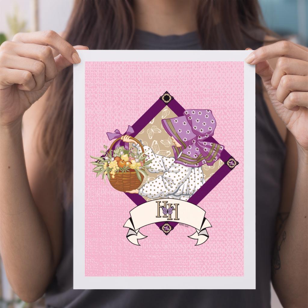 Holly-Hobbie-Classic-With-A-Basket-Of-Fruit-And-Flowers-A4-Print