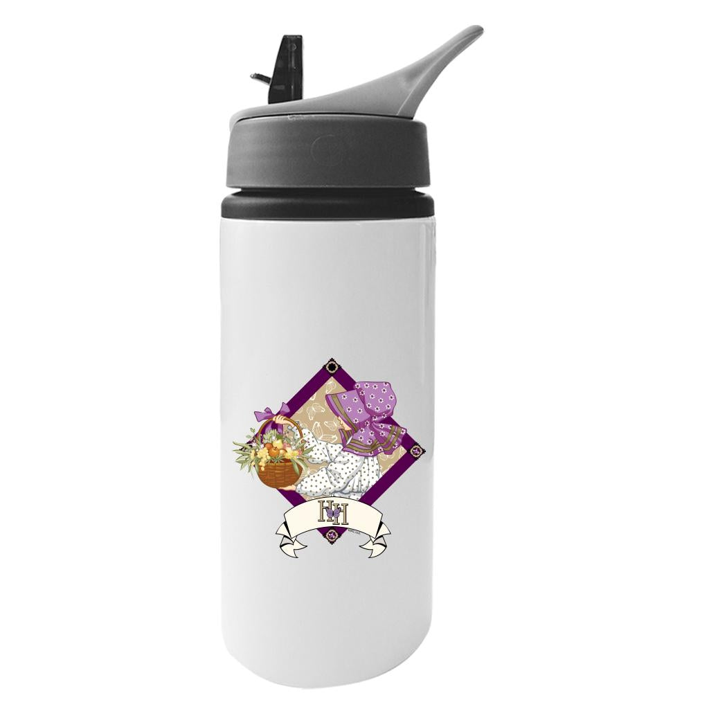 Holly-Hobbie-Classic-With-A-Basket-Of-Fruit-And-Flowers-Aluminium-Water-Bottle-With-Straw-