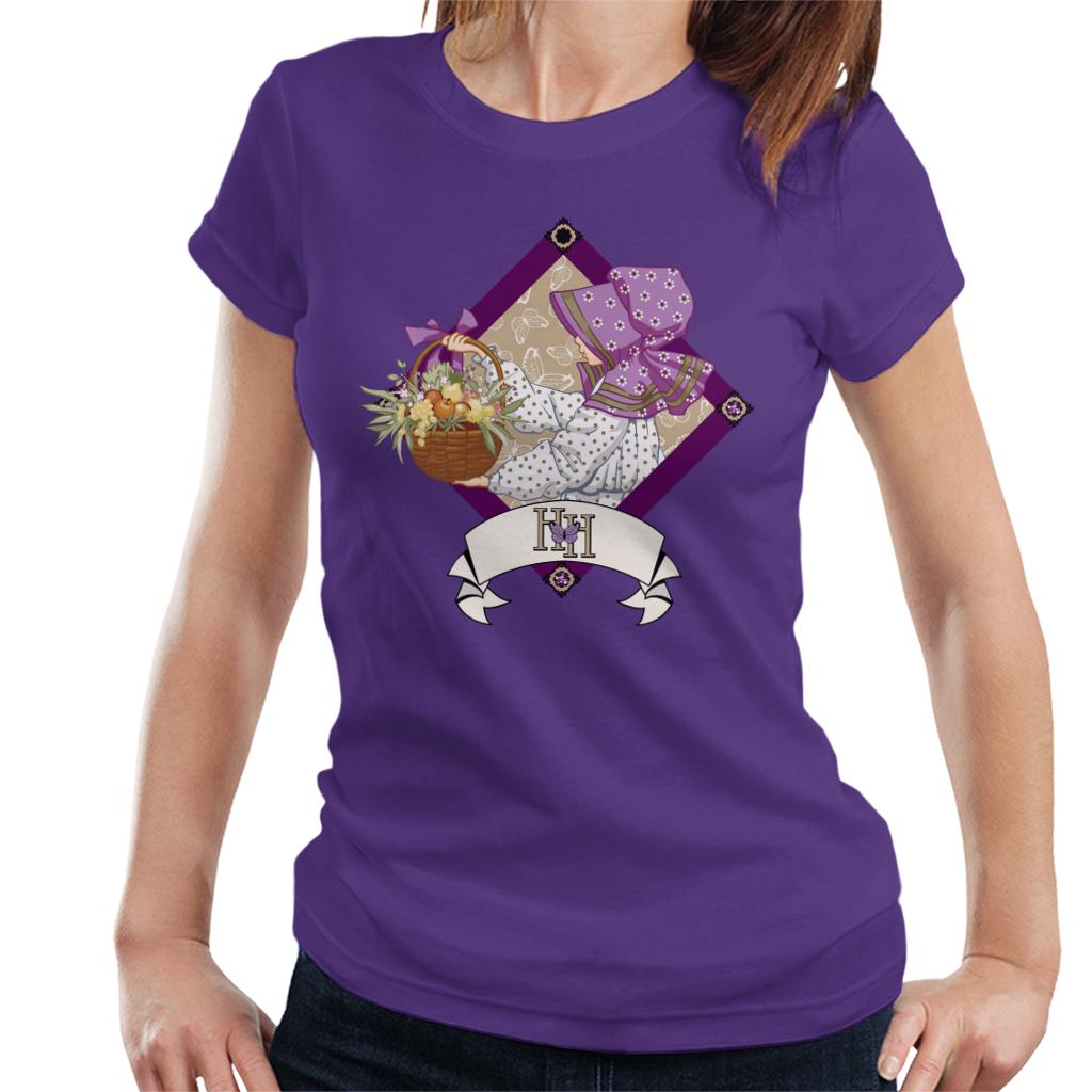 Holly-Hobbie-Classic-With-A-Basket-Of-Fruit-And-Flowers-Womens-T-Shirt